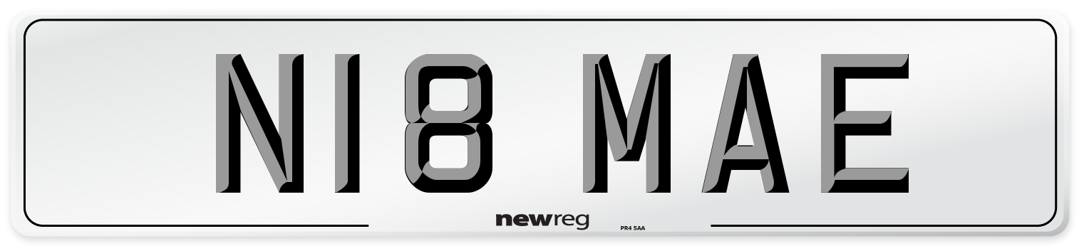 N18 MAE Number Plate from New Reg